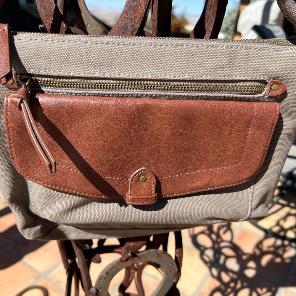 Brown and Tan Crossbody Bag